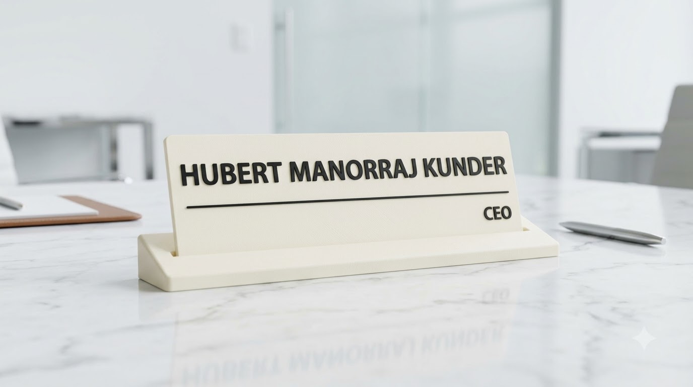 Custom 3D Printed Desk Name Plate with Designation